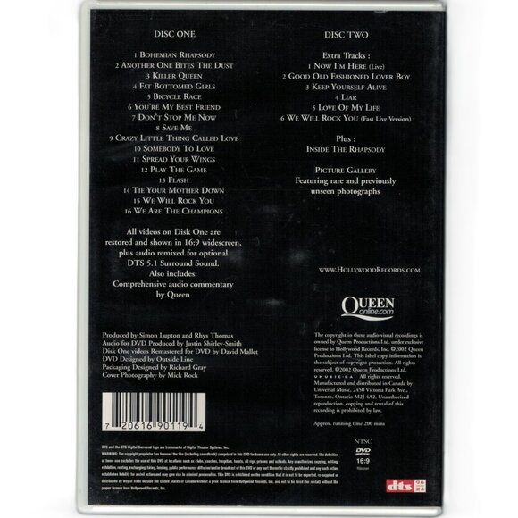 Queen - Greatest Video Hits 1 (DVD 2 discs set) - Picture 2 of 2